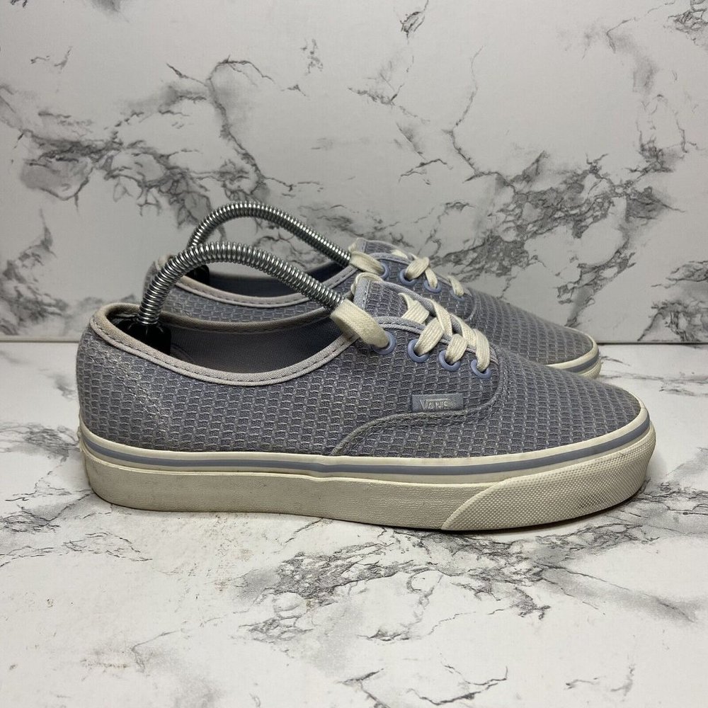 Van Authentic Woven Sneaker Women Size 6.5 Light Blue Fabric Lace Up Shoe Casual